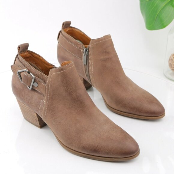 Franco Sarto Womens Garfield Boot Size 8.5 Tan Leather Block Heel Bootie Comfy - Picture 2 of 12